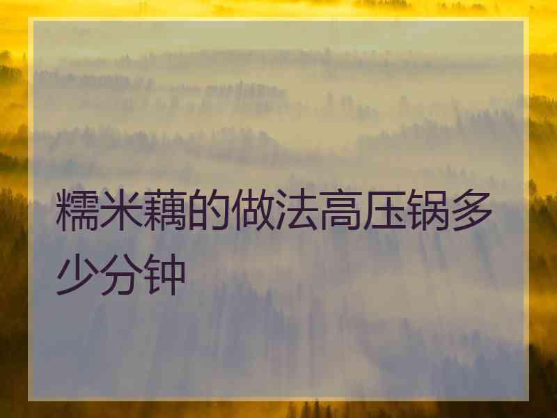 糯米藕的做法高压锅多少分钟