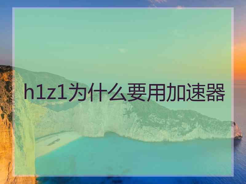 h1z1为什么要用加速器
