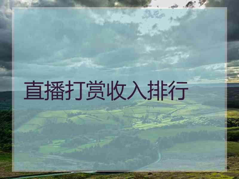直播打赏收入排行