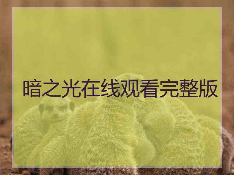 暗之光在线观看完整版