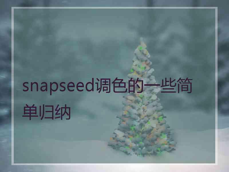 snapseed调色的一些简单归纳