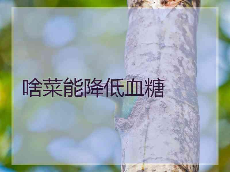 啥菜能降低血糖