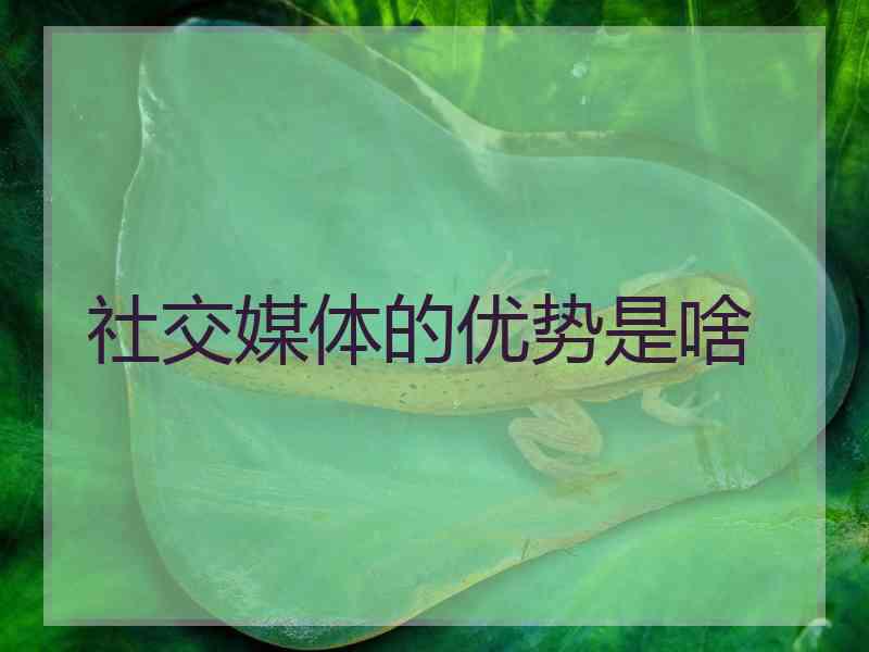 社交媒体的优势是啥