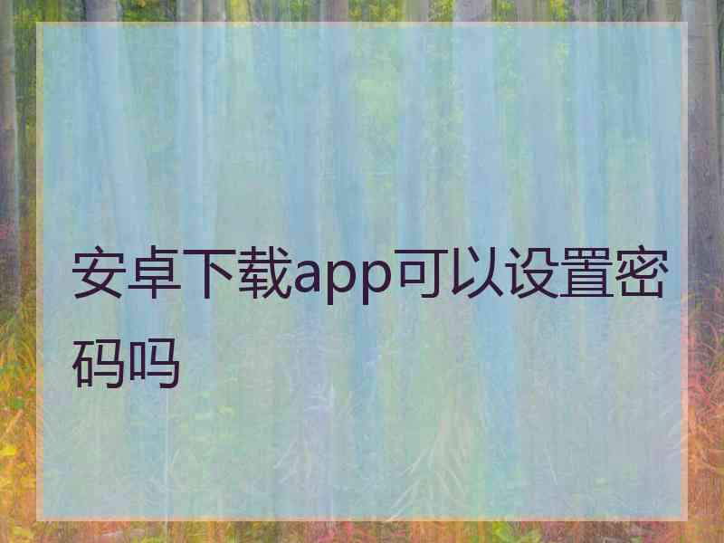 安卓下载app可以设置密码吗