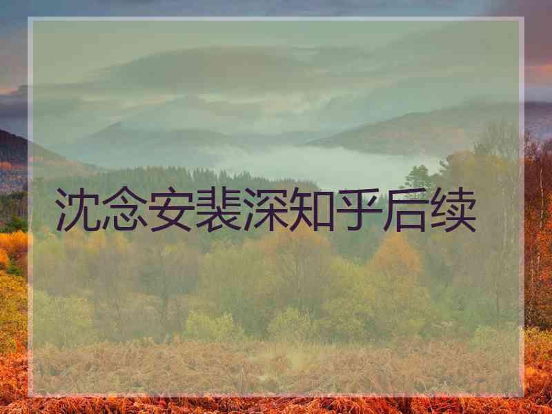 沈念安裴深知乎后续
