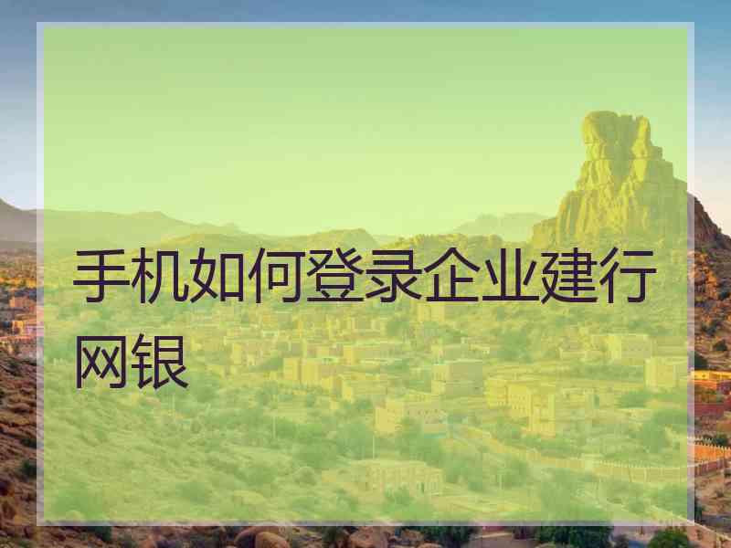 手机如何登录企业建行网银