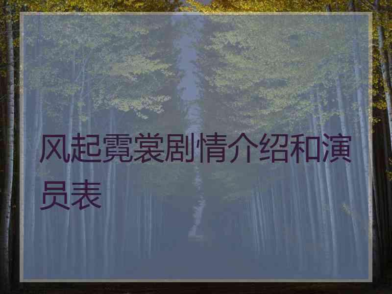 风起霓裳剧情介绍和演员表