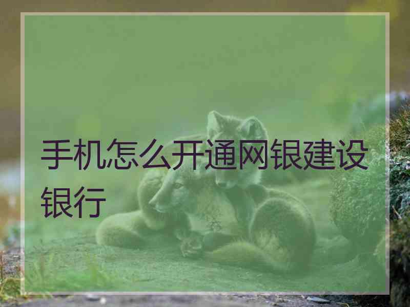 手机怎么开通网银建设银行