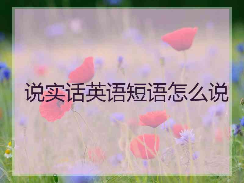 说实话英语短语怎么说