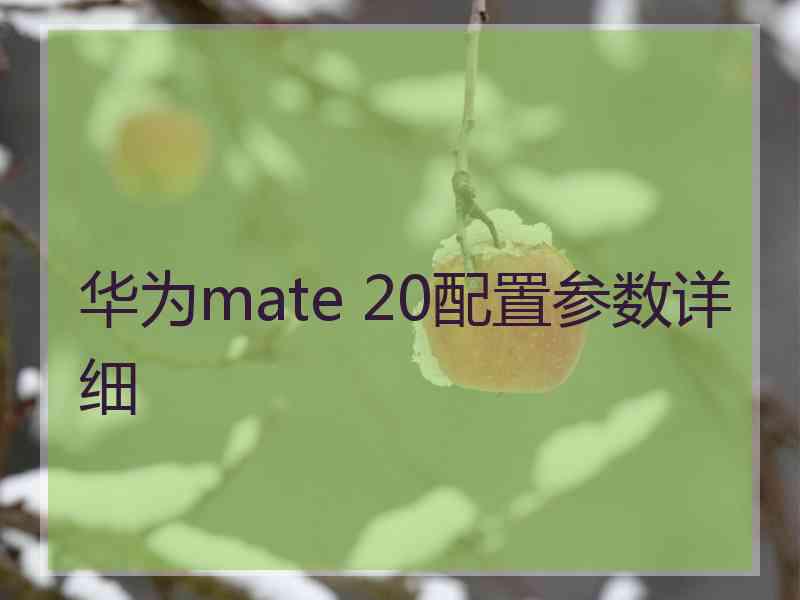 华为mate 20配置参数详细