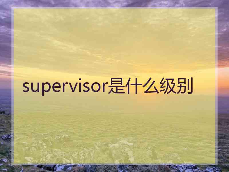 supervisor是什么级别