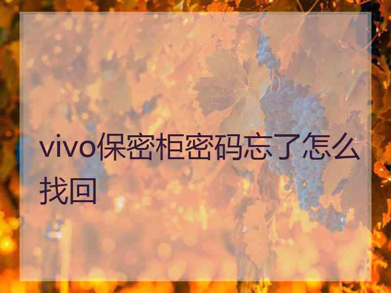 vivo保密柜密码忘了怎么找回