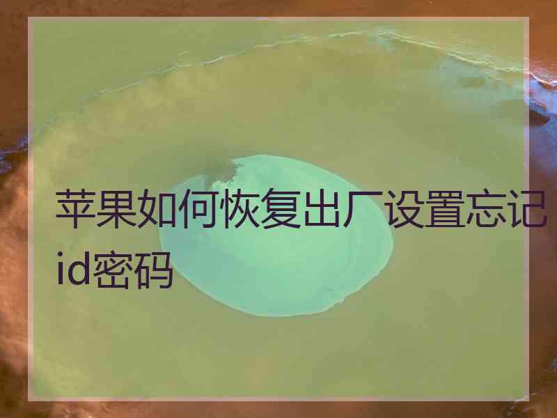 苹果如何恢复出厂设置忘记id密码