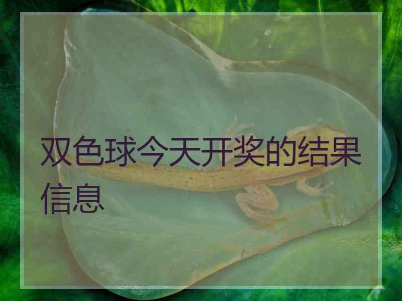 双色球今天开奖的结果信息