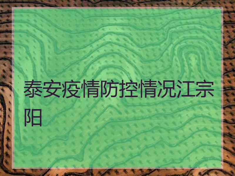 泰安疫情防控情况江宗阳