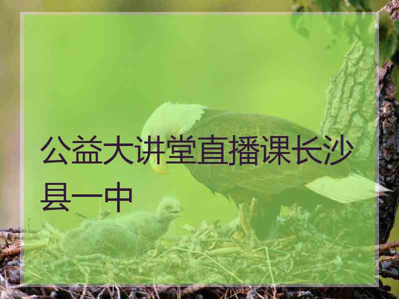 公益大讲堂直播课长沙县一中