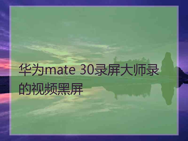 华为mate 30录屏大师录的视频黑屏