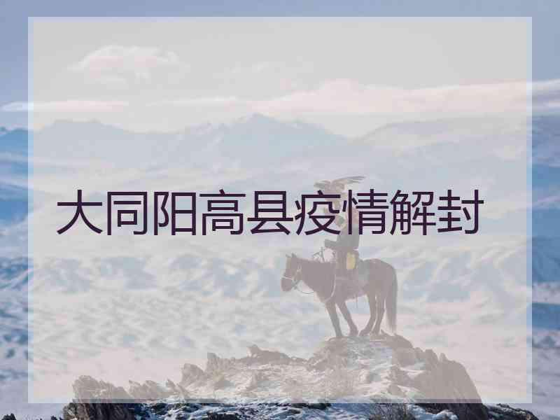 大同阳高县疫情解封