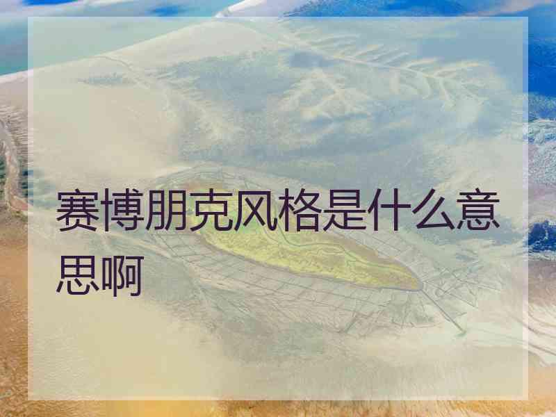 赛博朋克风格是什么意思啊