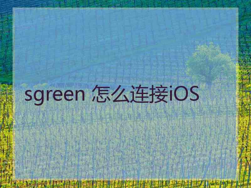 sgreen 怎么连接iOS