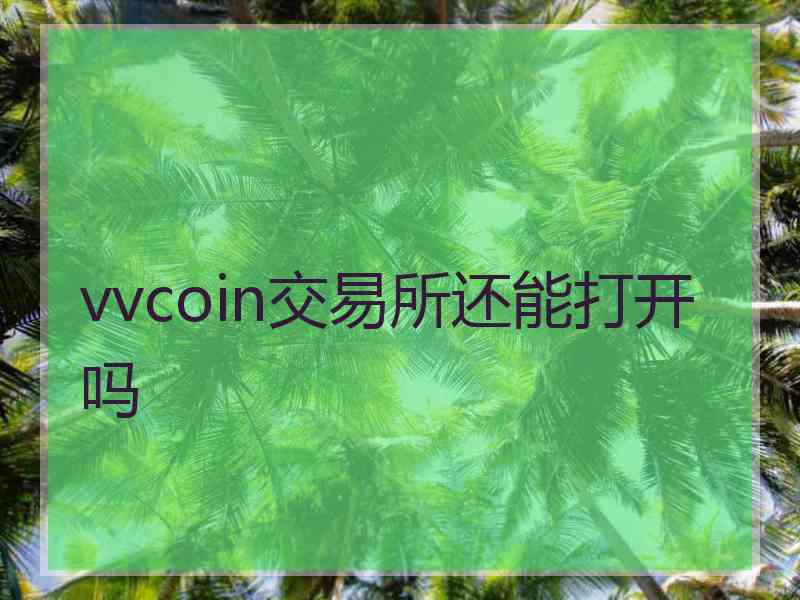 vvcoin交易所还能打开吗
