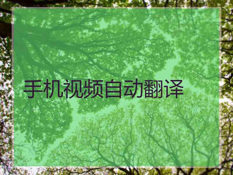手机视频自动翻译