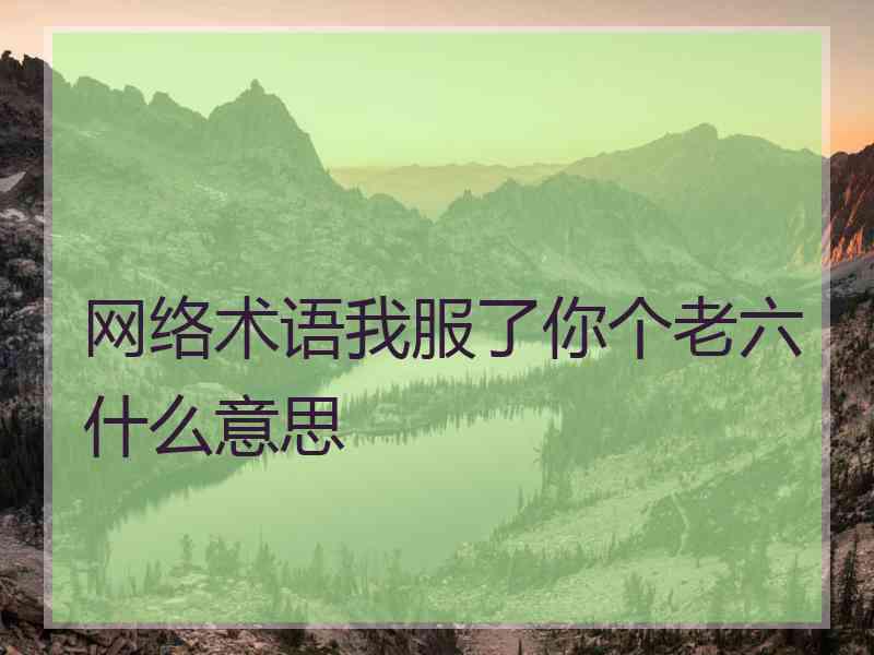 网络术语我服了你个老六什么意思