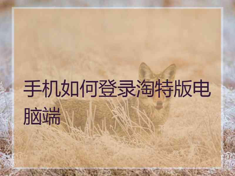 手机如何登录淘特版电脑端