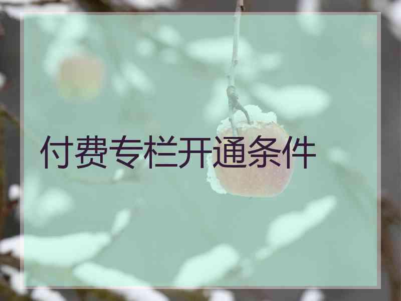 付费专栏开通条件