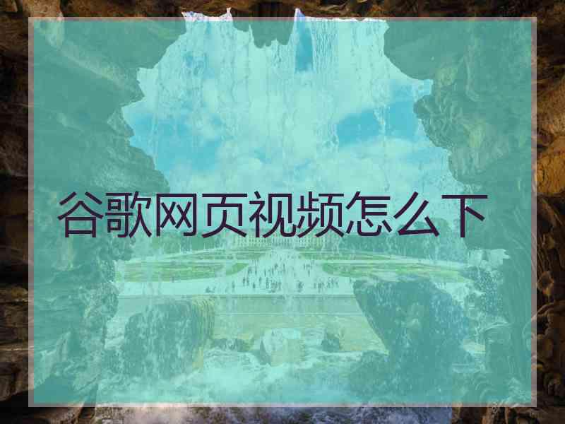 谷歌网页视频怎么下