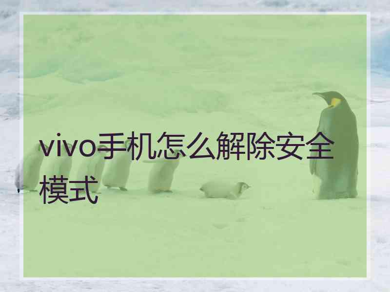 vivo手机怎么解除安全模式