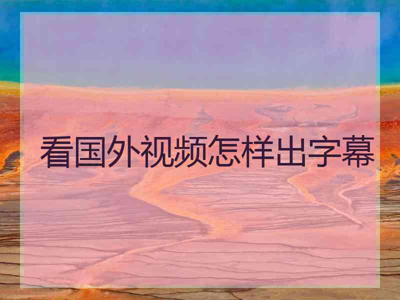 看国外视频怎样出字幕