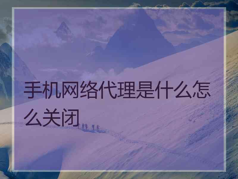 手机网络代理是什么怎么关闭