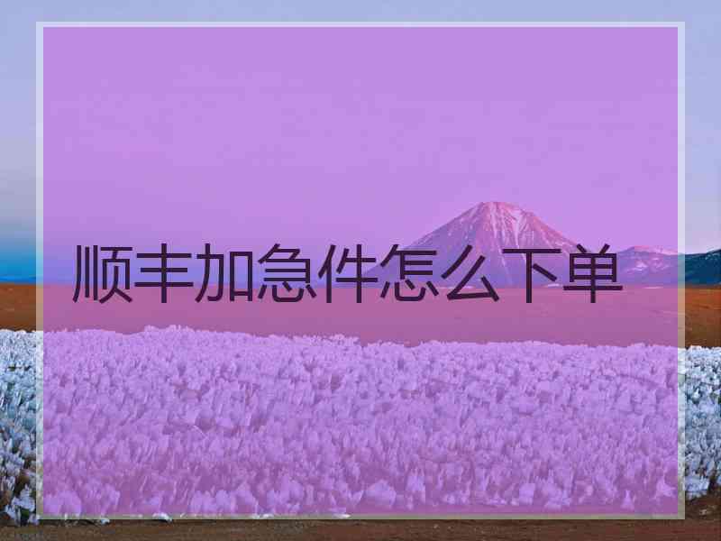 顺丰加急件怎么下单