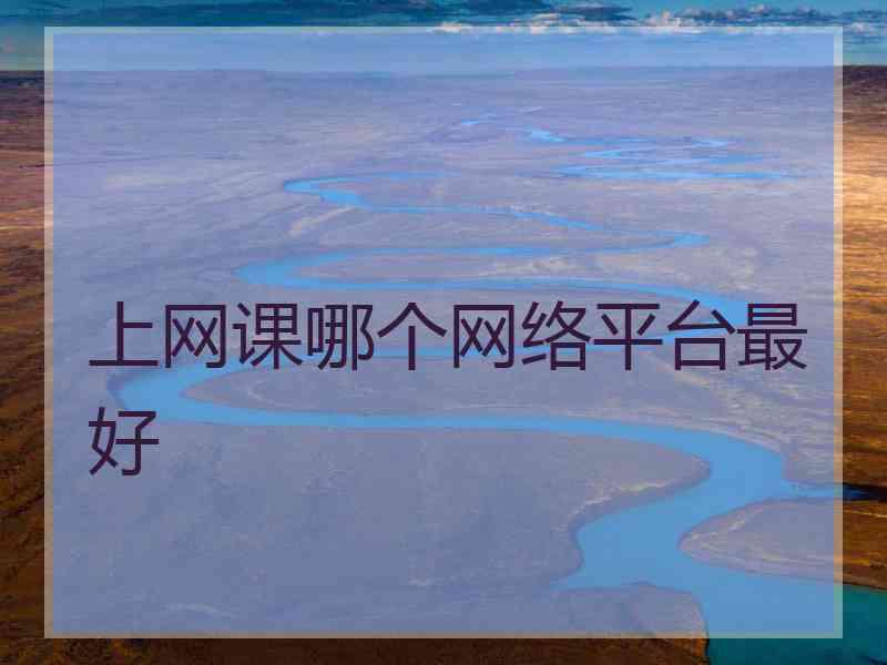 上网课哪个网络平台最好