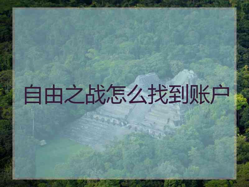 自由之战怎么找到账户