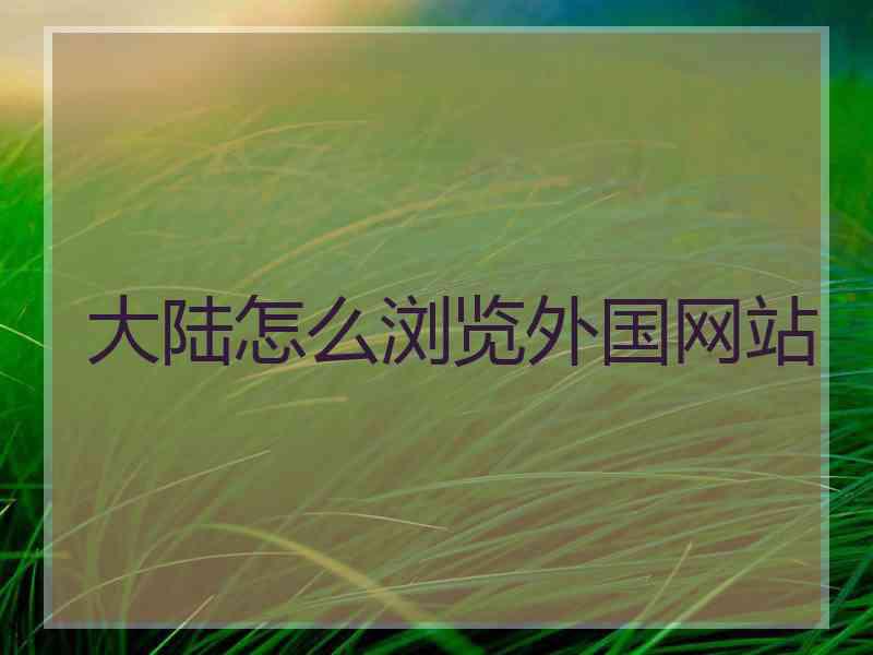 大陆怎么浏览外国网站