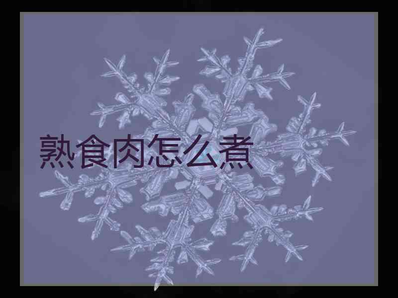 熟食肉怎么煮