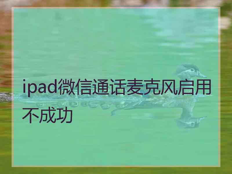 ipad微信通话麦克风启用不成功