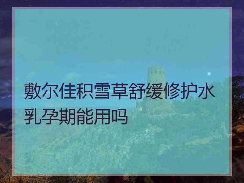 敷尔佳积雪草舒缓修护水乳孕期能用吗