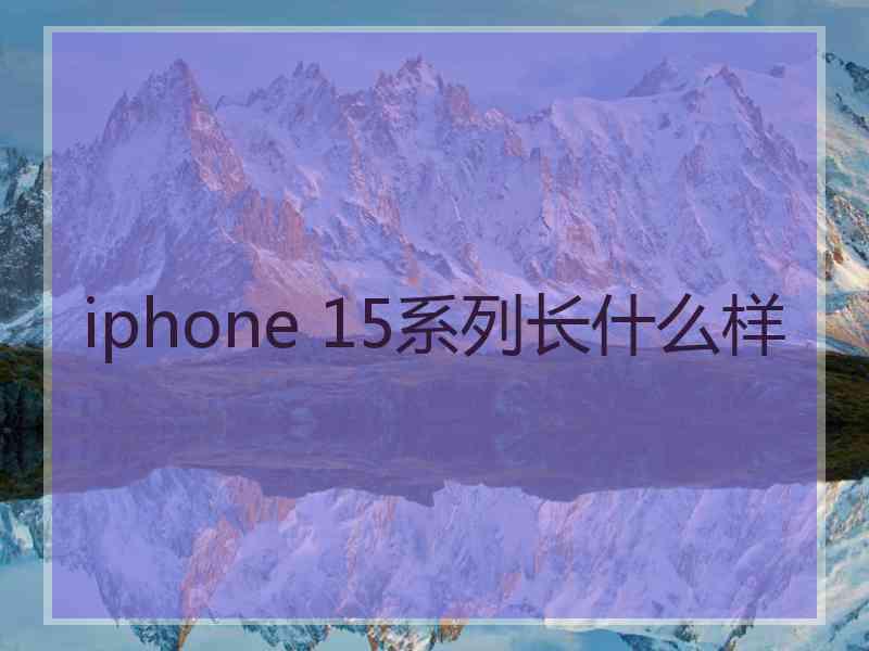iphone 15系列长什么样
