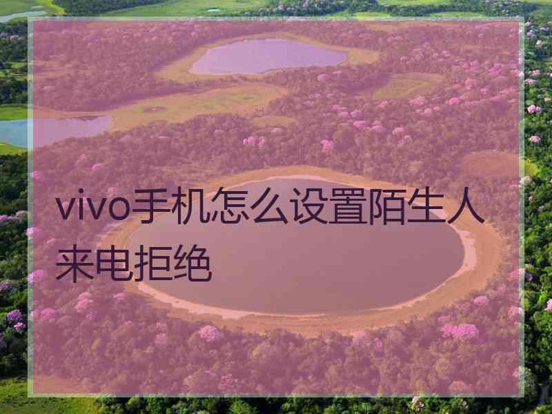 vivo手机怎么设置陌生人来电拒绝