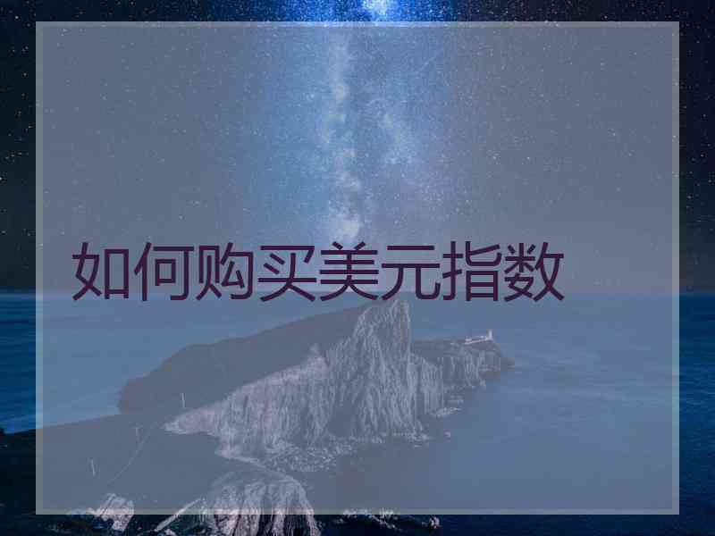 如何购买美元指数