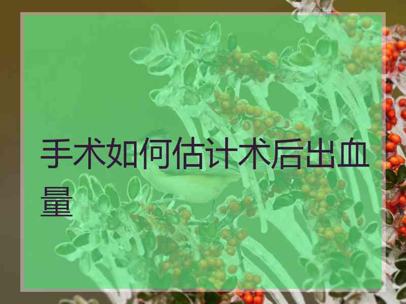 手术如何估计术后出血量