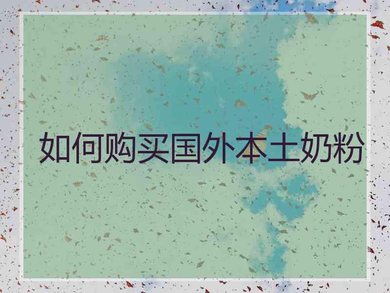 如何购买国外本土奶粉