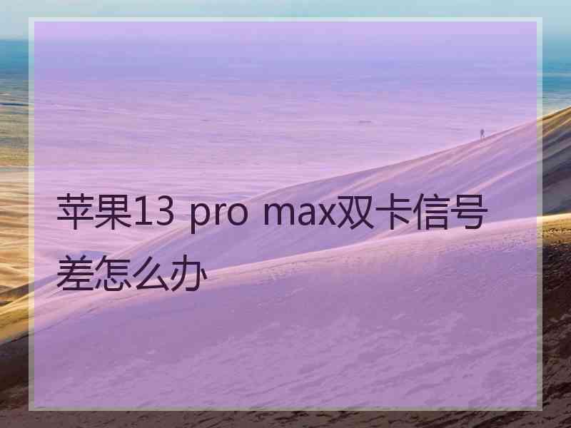 苹果13 pro max双卡信号差怎么办