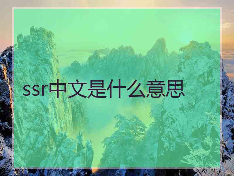 ssr中文是什么意思