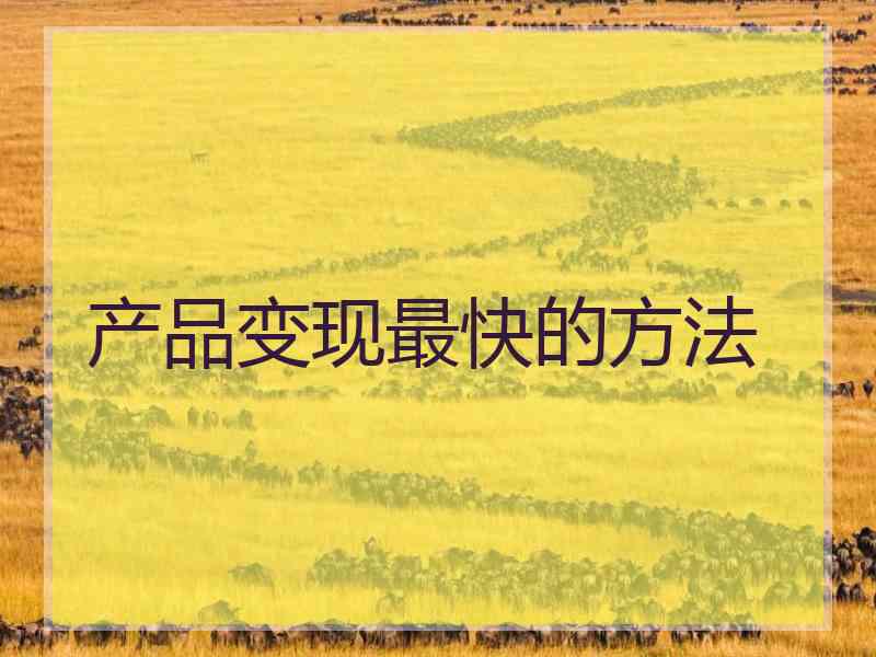 产品变现最快的方法