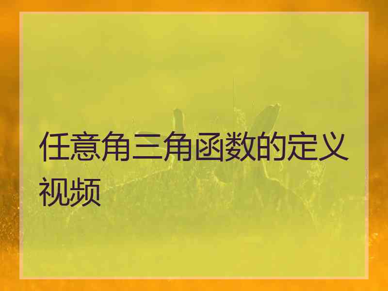 任意角三角函数的定义视频