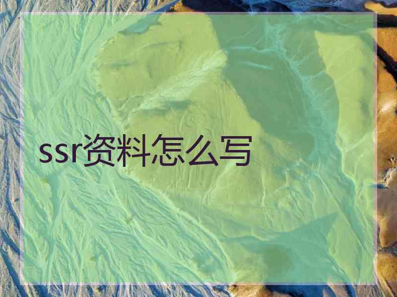 ssr资料怎么写